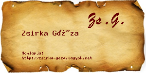 Zsirka Géza névjegykártya
